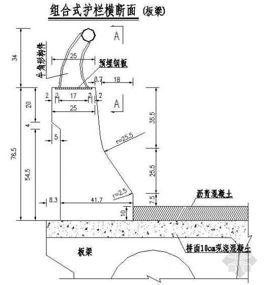 桥梁组合护栏资料下载-某公路桥梁护栏、支座等公用构造图