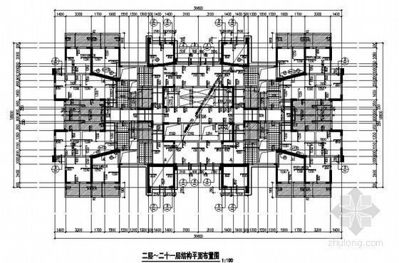 筏板基础梁平法施工资料下载-剪力墙结构住宅楼结构施工图（21层 筏板基础）