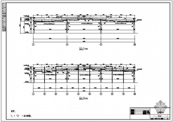 某3×30米跨混凝土柱钢屋面带吊车厂房结构设计图- 
