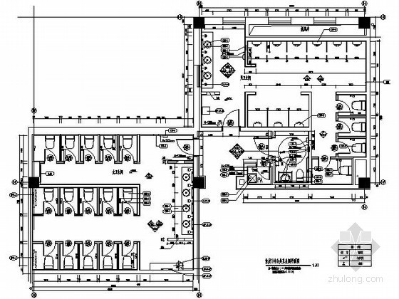 120平米茶室设计施工图资料下载-120平米公共卫生间施工图