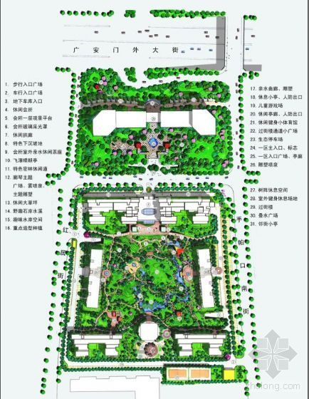 高档小区景观平面资料下载-北京某高档小区平面和效果