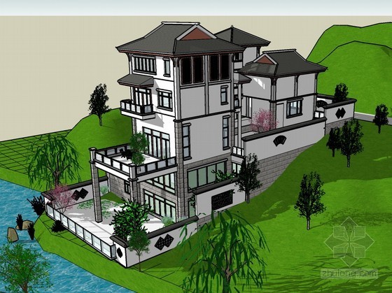 Sketchup模型材质资料下载-清远住宅建筑SketchUp模型