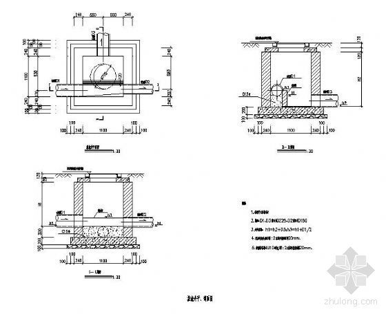 砖砌井节点详图资料下载-某溢流井节点详图