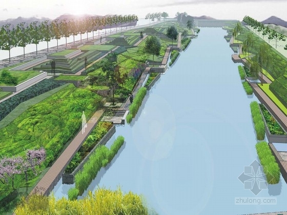 河道防风林绿化设计方案资料下载-[杭州]居住区两岸河道绿化景观规划设计方案