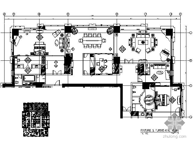 5星酒店平面施工图资料下载-五星酒店总统套房平面施工图