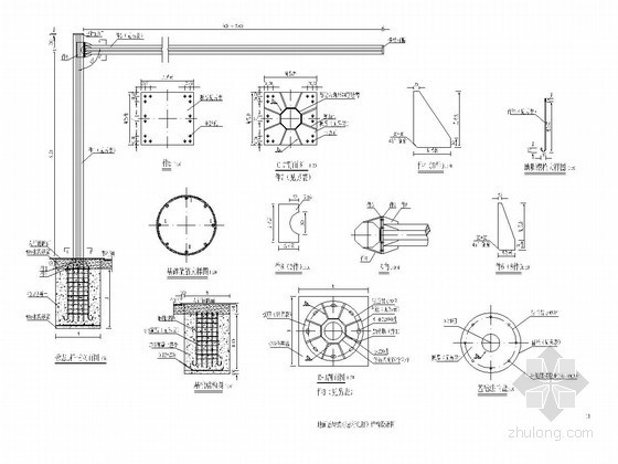 螺栓连接图cad资料下载-地面悬臂式标志杆(L杆）结构设计图CAD