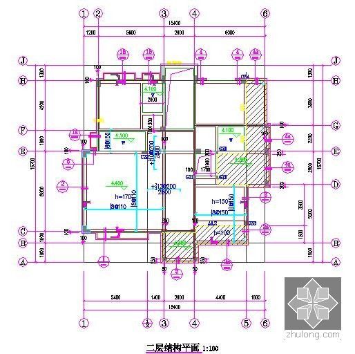 [广东]3层别墅建安工程预算书(含施工图纸)-结构平面图