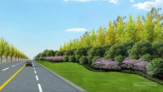 [湖北]滨水生态绿道道路景观节点设计方案-道路景观节点效果图