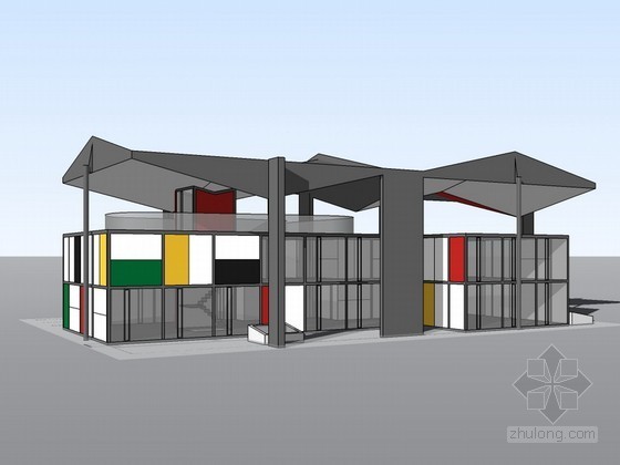 柯布西耶的建筑空间资料下载-瑞士柯布西耶中心SketchUp建筑模型