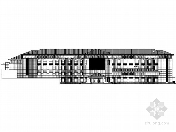 新中式风格建筑设计办公楼资料下载-[济南]某民兵训练中心五层中式风格办公楼幕墙施工图