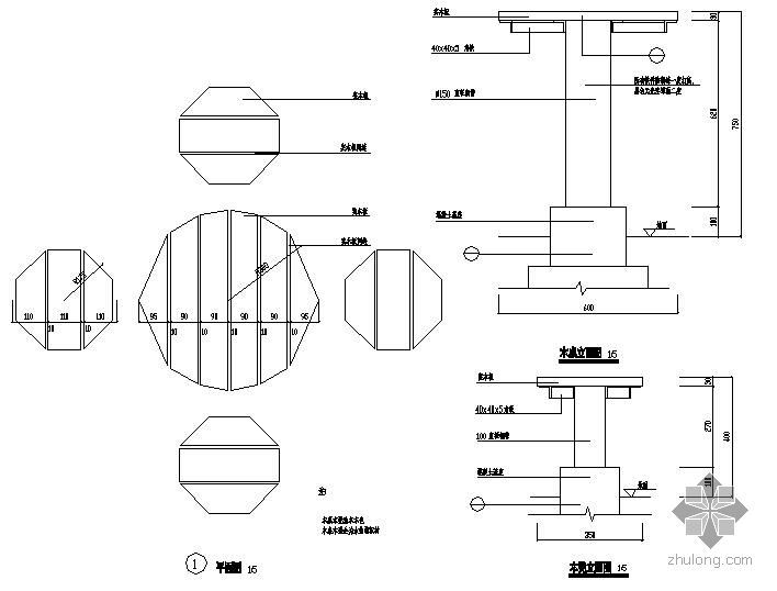 园林水车大样图资料下载-园林桌椅施工大样图