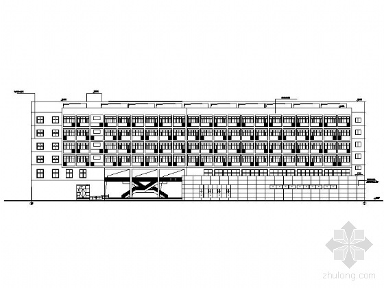 [温州]某体育运动学校六层宿舍楼建筑施工图-立面图