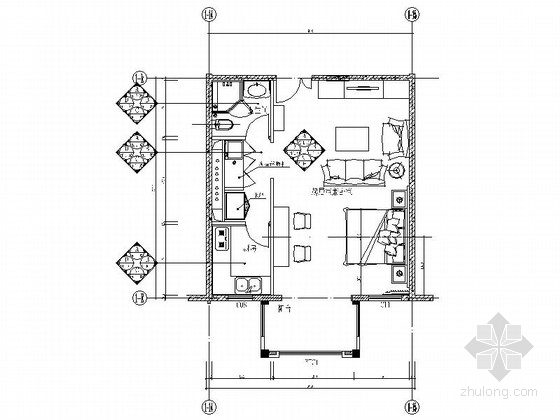 手绘室内装修资料下载-[北京]某花园小区现代一居室室内装修施工图（含效果）