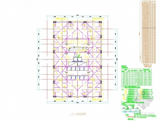 55层钢管混凝土斜交网格外框+伸臂+混凝土核心筒体系办公大厦（259.5米,318张图）-三十三层梁配筋图