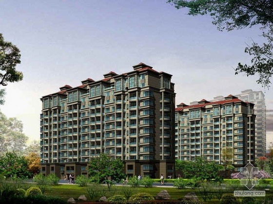 高层单体建筑户型资料下载-中加某豪庭住宅小区规划及单体建筑设计方案