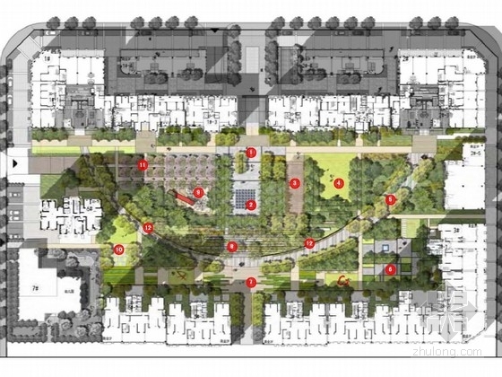 西安市果树规划设计方案资料下载-[西安]现代欧式住宅小区景观规划设计方案