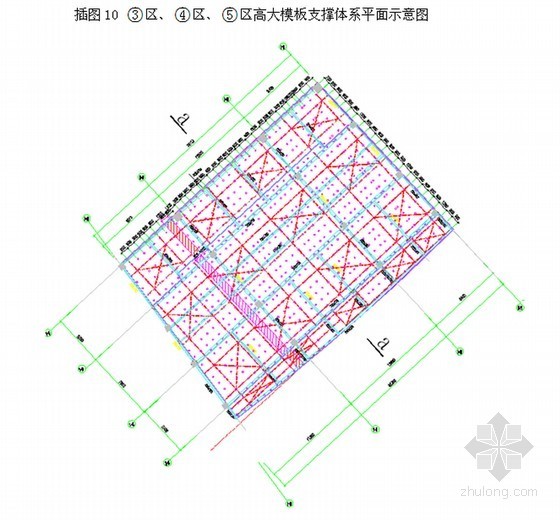 生态文化乐园主题酒店工程高支模施工方案(65页 附图)-高大模板支撑体系平面示意图 