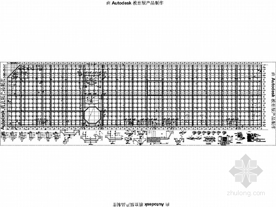 大型二层地下车库和商场结构施工图（含建筑图）-底板配筋图 