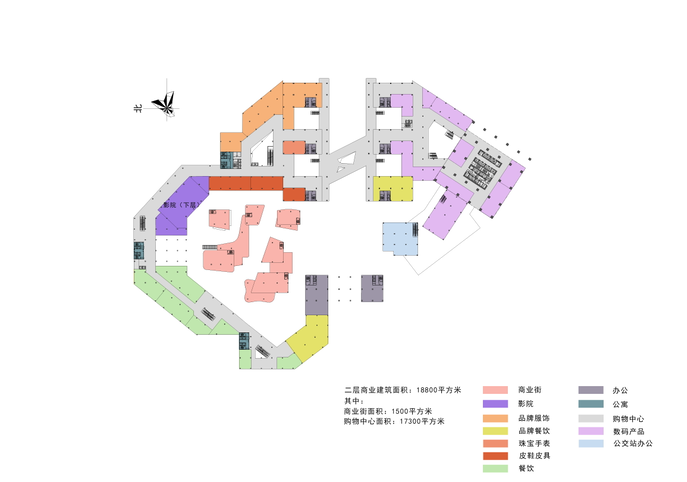 [深圳]中小企业总部综合体项目设计方案文本（附设计说明）-中小企业总部综合体项目设计-商业二层平面图