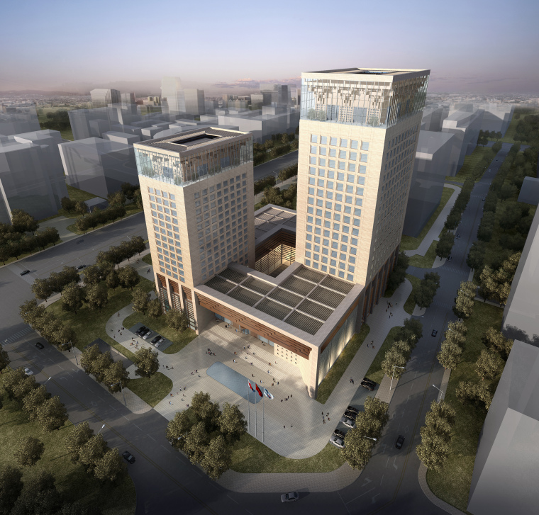 新中式风格办公楼模型资料下载-[北京]复兴门远程教育大厦中式风格办公大楼设计方案文本-同济院（PDF+JPG）