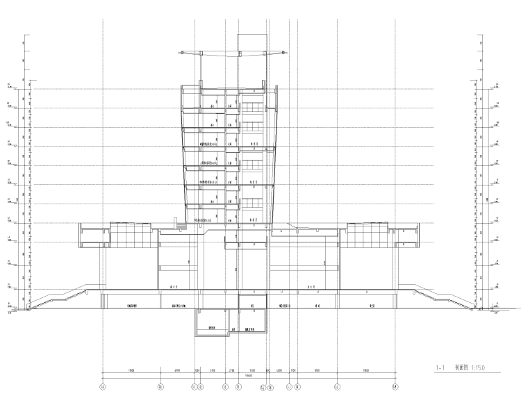 [湖北]某市级大型联排市民服务中心行政会议大楼（CAD+JPG）-主楼剖面图2