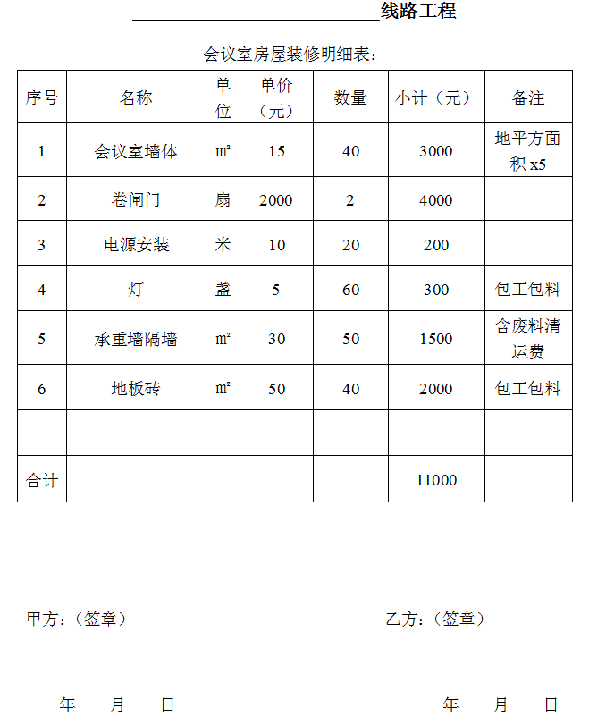 办公室装修合同标准范本-线路工程