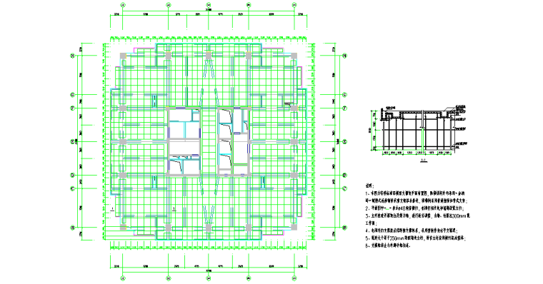 框筒结构模板工程施工方案-塔楼模板支架布置图