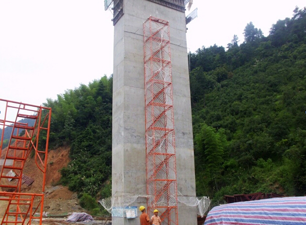 海域大桥C55、C45混凝土V型墩（33×21×5）m超大承台施工技术方案153页-类似爬梯示意图
