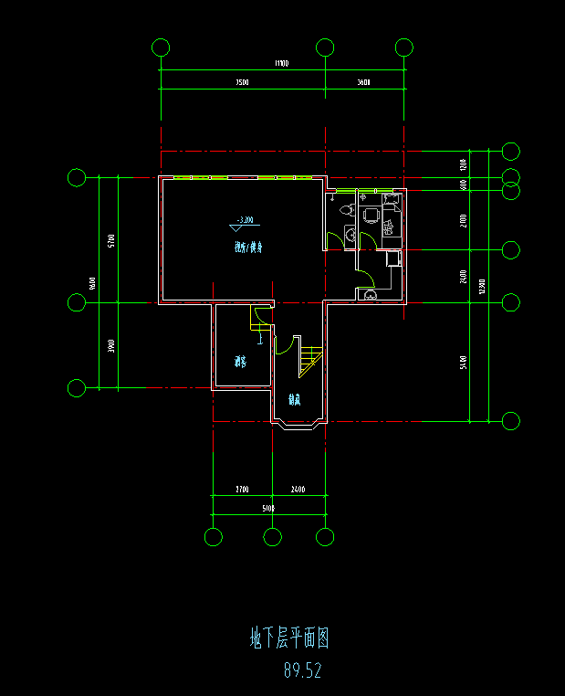 3层独栋别墅建筑方案设计（CAD）-地下层平面图