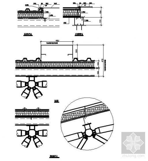 报告厅网架屋面建筑图纸资料下载-网架屋面节点详图