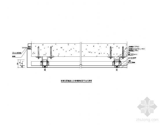 CAD铝塑板吊顶节点图资料下载-铝塑板幕墙接大白玻璃横剖面节点图