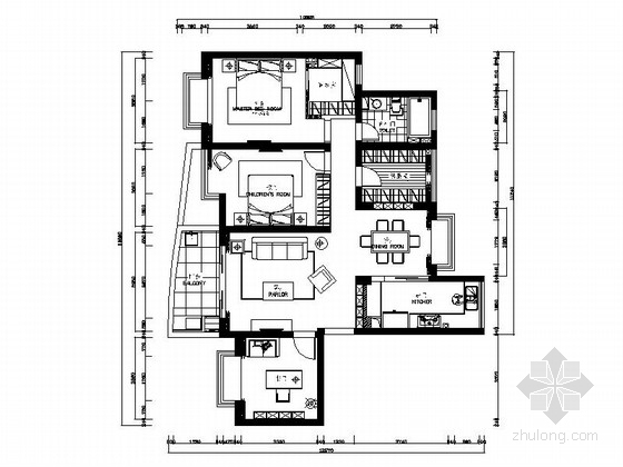 现代三居装修图资料下载-[绍兴]高档小区雅致现代三居室装修图（含效果）