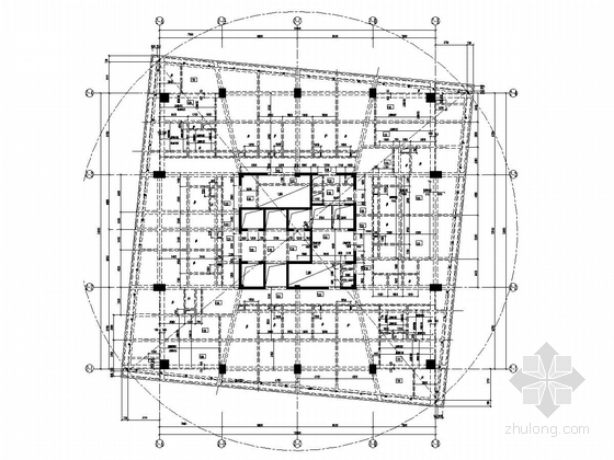 [湖北]二十九框架核心筒结构写字楼结构施工图（137.6米）-27层结构平面