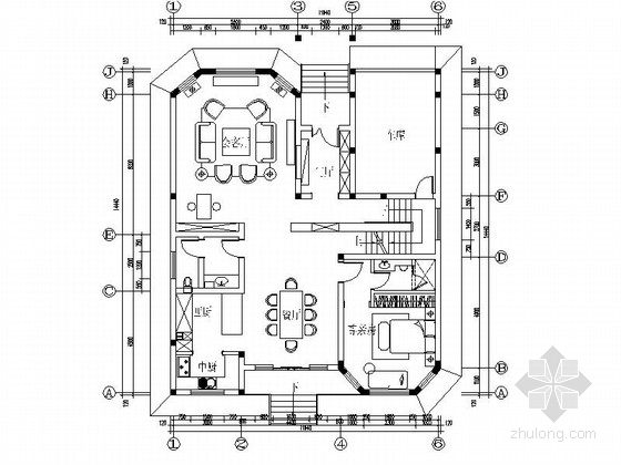 玄关酒柜图资料下载-[广西]现代中式精品别墅样板间全套设计施工图（含实景）