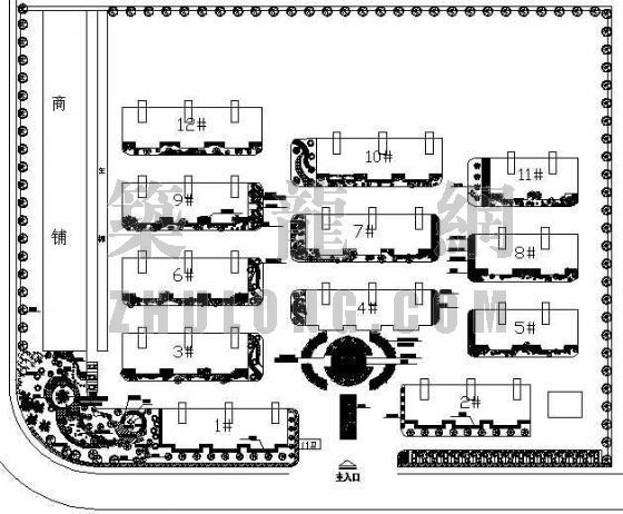 毕业设计公寓总平面图资料下载-某小区绿化总平面图