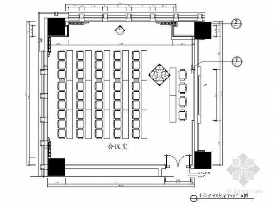 小会议室吊顶详图资料下载-某大厦73平方小会议室装修图（含效果）