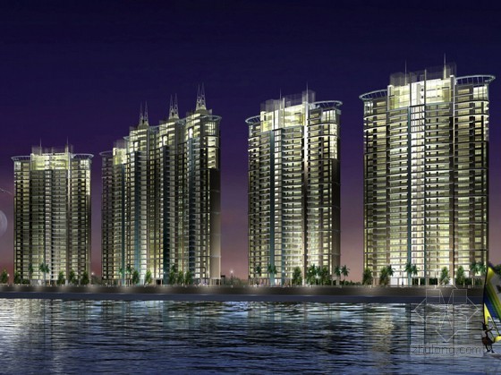 新农村住宅三合院资料下载-[珠江]某滨水小区高层住宅规划设计
