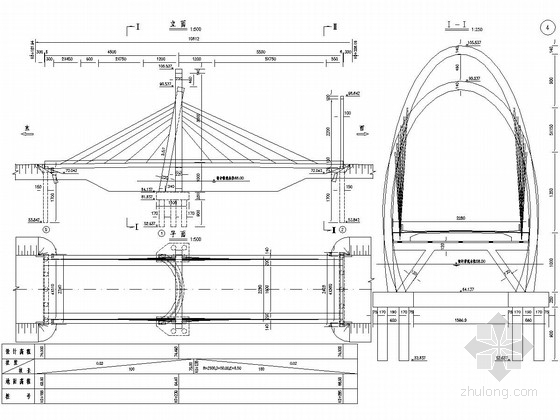 双桩基桥台图资料下载-[山东]椭圆形独塔双索面斜拉桥施工图设计86张
