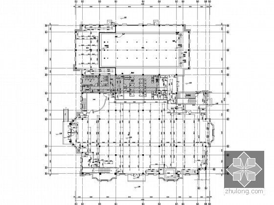 [浙江]五星级超大豪华会所游泳池给排水图纸（消防水炮 恒温除湿节能空调系统）-一层喷淋平面图