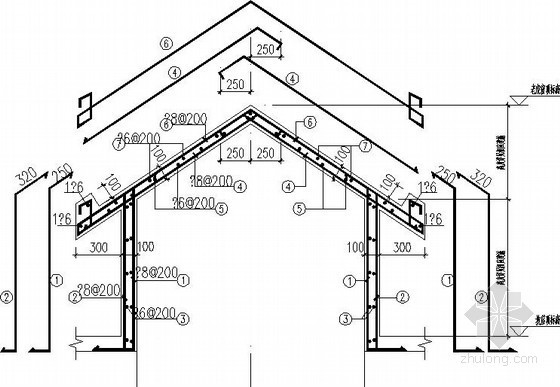 老虎窗建筑CAD资料下载-老虎窗配筋节点构造详图