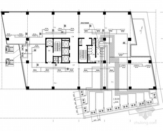 高层住宅建筑空调通风系统施工图（大样图多）-空调水管平面图 