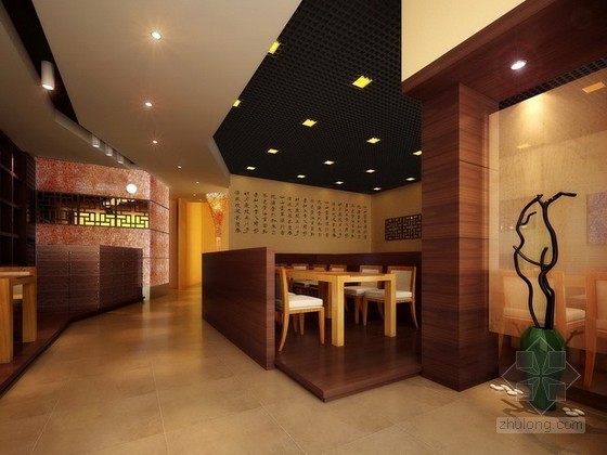 中式餐厅大堂模型资料下载-中式餐厅3d模型下载