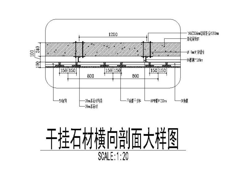 干挂石材剖面资料下载-干挂石材剖面大样图