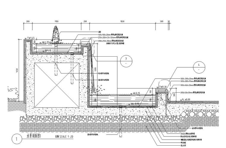 特色​精品水景设计详图——知名景观公司景观-水景剖面图