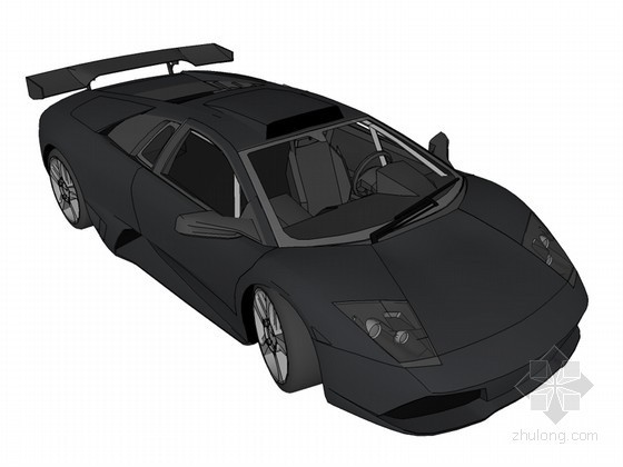 波兰黑色魔方建筑资料下载-黑色跑车SketchUp模型下载