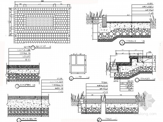[安徽]湖畔花园景观设计施工图-铺装详图 