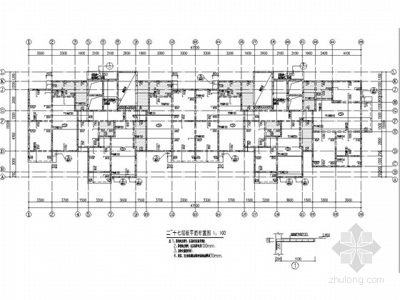 [山东]17层剪力墙结构住宅楼结构施工图-二~十七层板平面布置图 