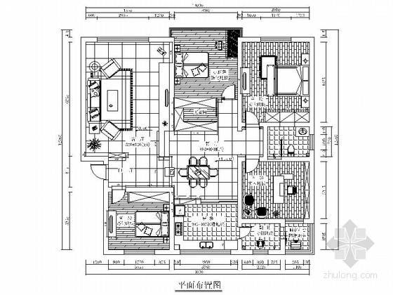 现代风格四居室资料下载-精品现代风格四居室室内装修施工图（含效果）