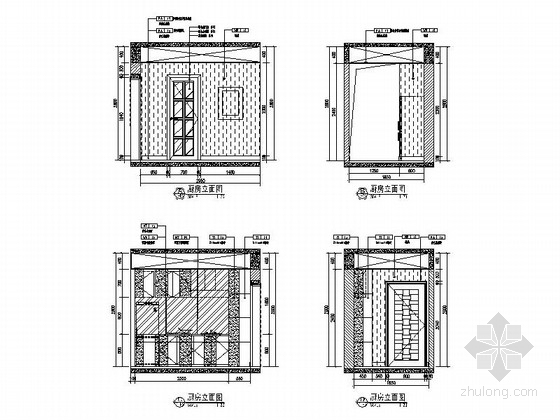 [西宁]花园洋房D户型现代一居室样板房设计施工图厨房立面图 