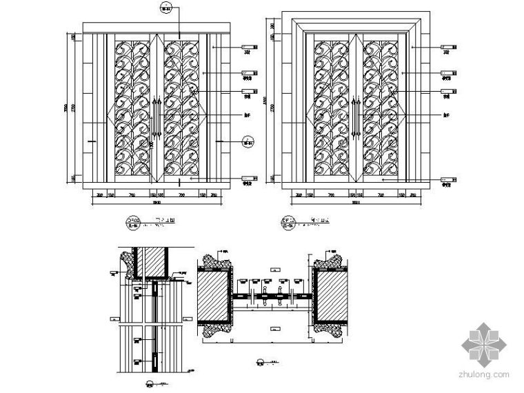 双开门CAD节点资料下载-酒吧双开门详图